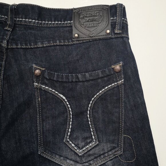 Ring of Fire Men's Size 33/32 Dark Wash Slim Straight Baldwin Ave. Jeans - Picture 11 of 14